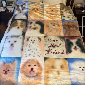 Plush Dog Photo Grid Throw Blanket - White, Brown, Blue